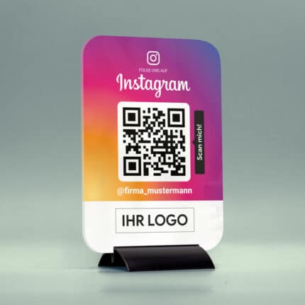 Instagram Acrylglas Tischaufsteller mit Logoaufdruck personalisierbar DIN A5