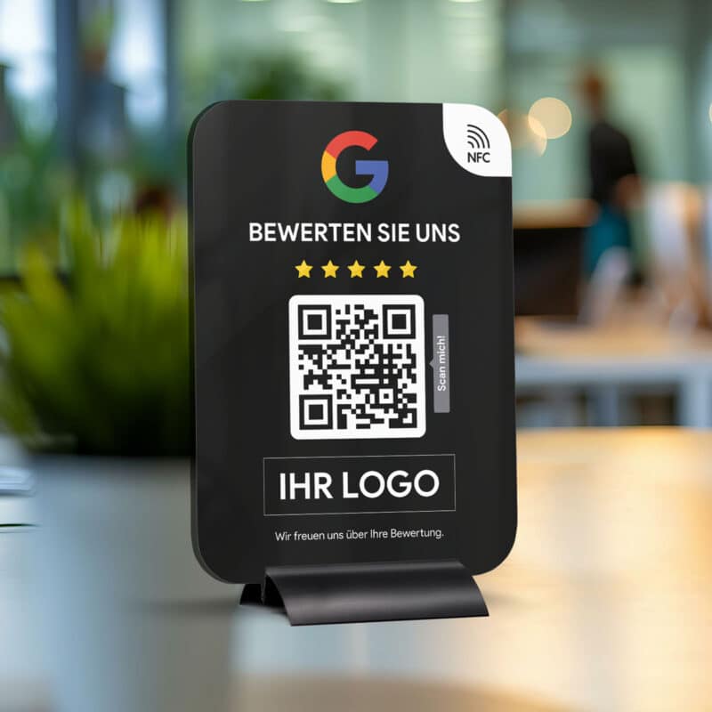 NFC Google Bewertungsdisplay aus Acrylglas "BLACK Edition" DIN A5