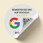 Bewerten Sie uns auf Google Aufkleber mit QR-Code