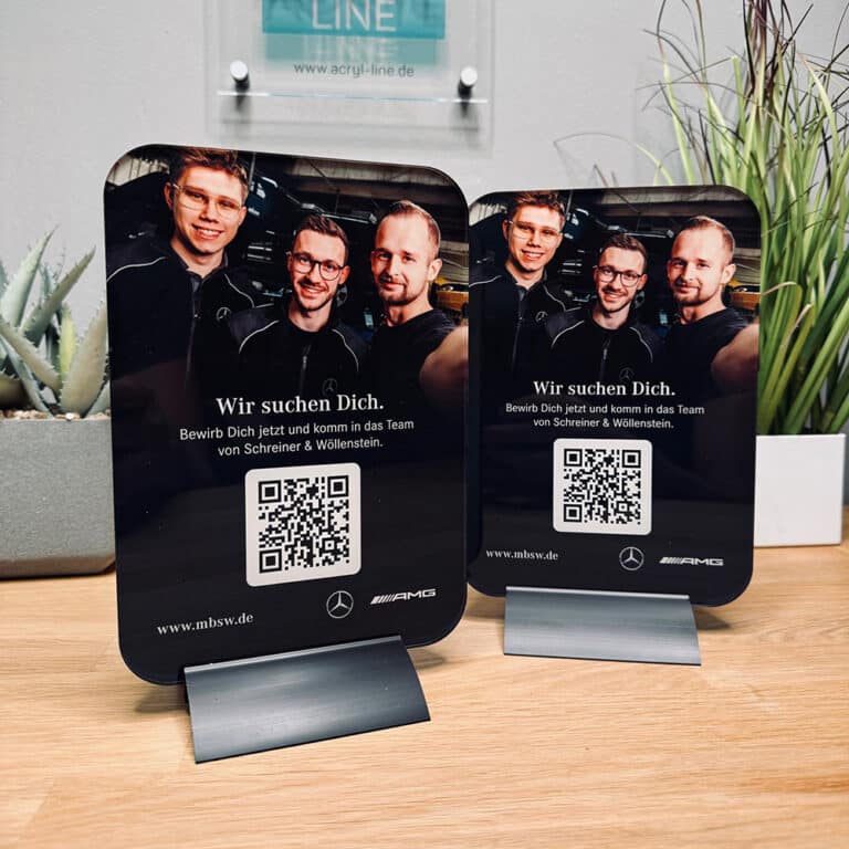 "Wir suchen Dich" Tischaufsteller Acryglas für Karriere & Ausbildung