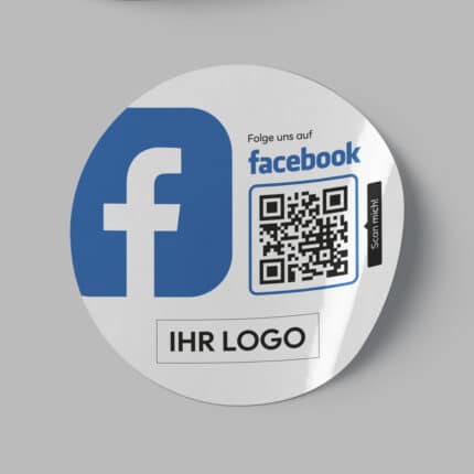 Facebook-Aufkleber QR-Code rund selbstklebend Personalisierbar